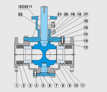 四通球阀结构示意图