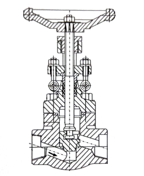 锻钢截止阀结构示意图