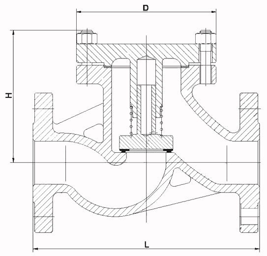 H41H、H41Y升降式止回阀内部结构示意图