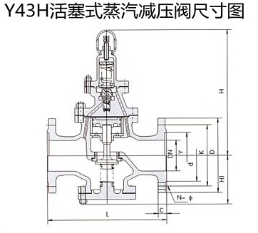 Y43H先导活塞式蒸汽减压阀结构图